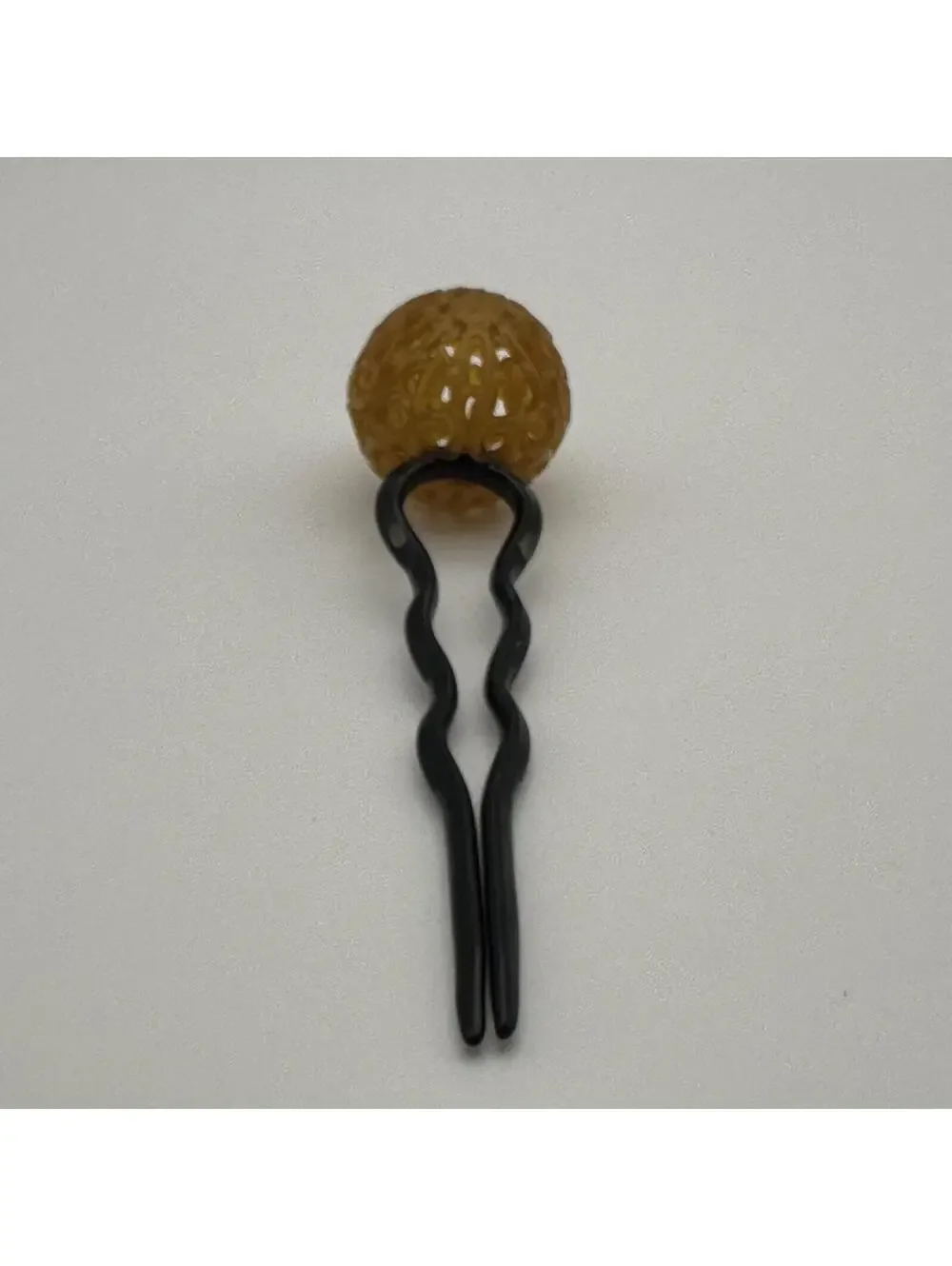 Vintage 1940s Hair Pin with Amber-Like Decorative Ball